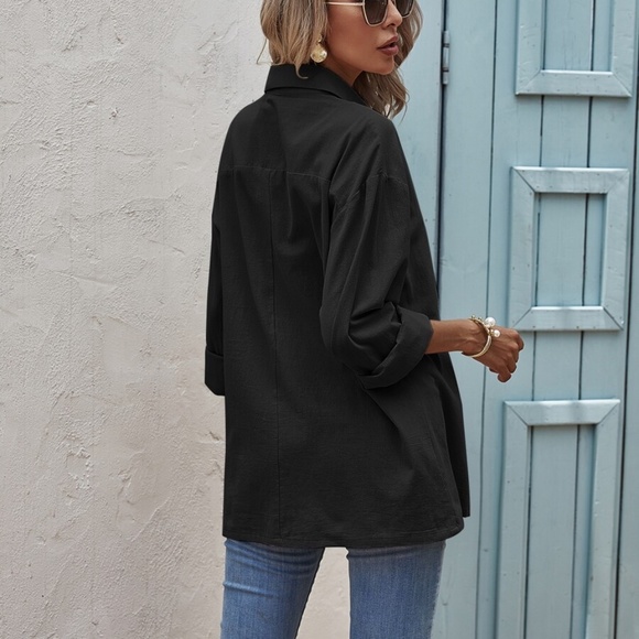 Classic Mocha Brown Button up Oversized Boyfriend Top - Picture 9 of 12